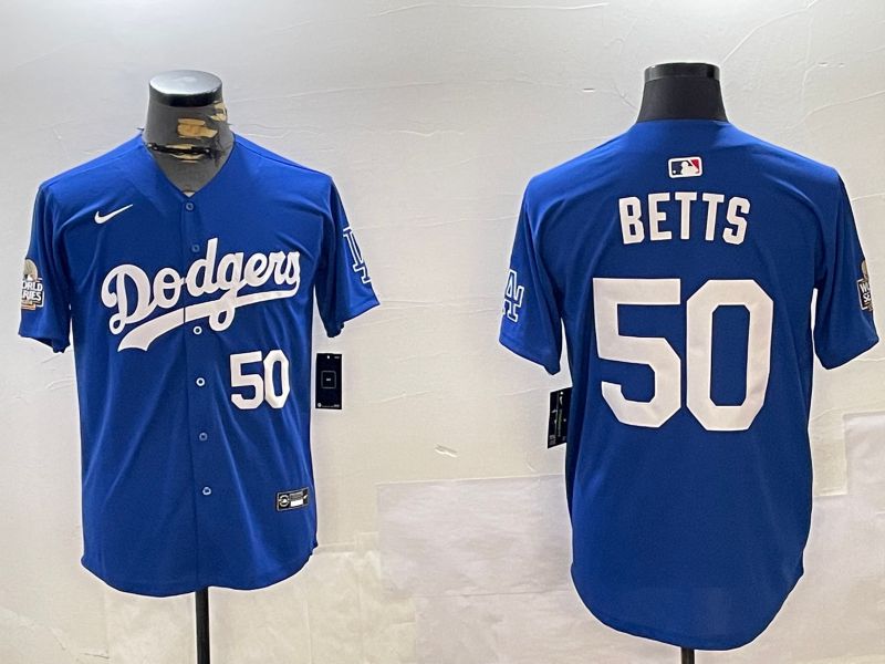 Men Los Angeles Dodgers #50 Betts Blue Game 2024 Nike MLB Jersey style 12162